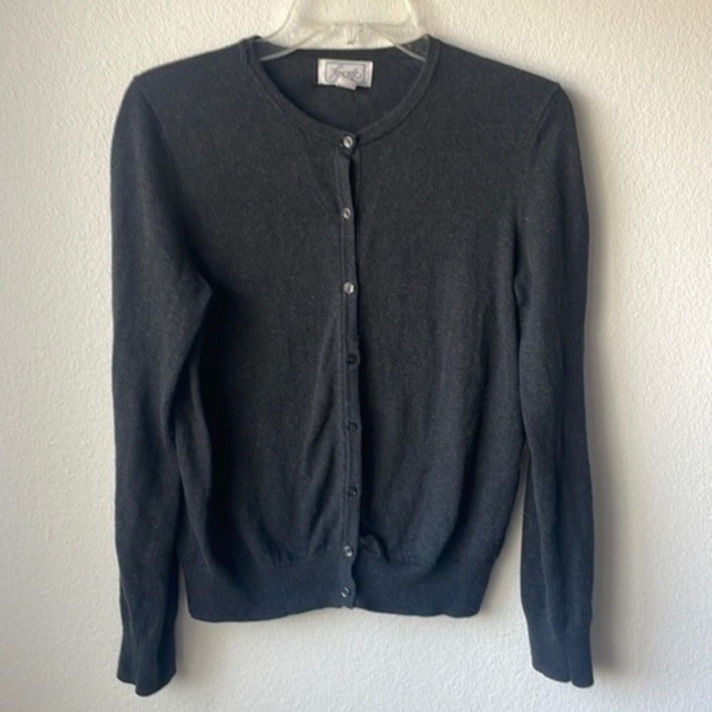 Foxcroft sweater size small gray button up part cashmere soft girl